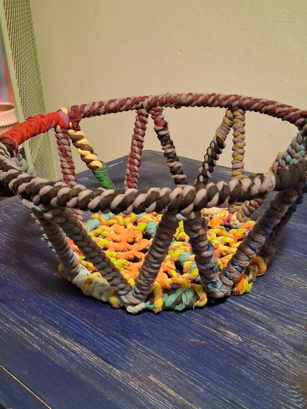 Handwoven Multicolor Decorative Rope Bowl by